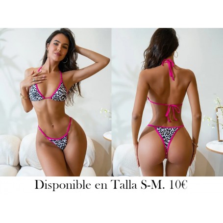 Leopardo Impresión LENCERIA LEOPARDO BIKINI FUSCIA BIKINI LEOPARDO