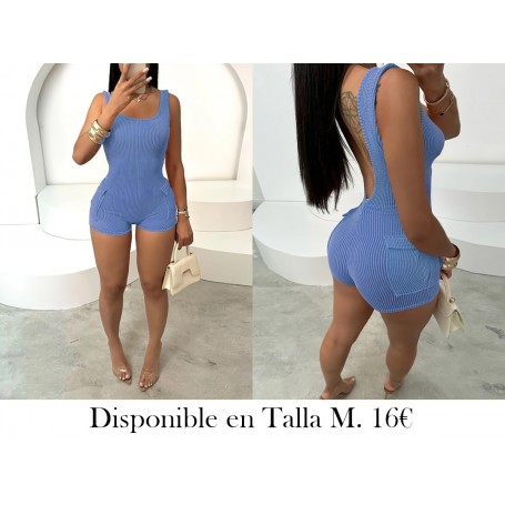 Traje de salto de mujer sexy azul tejido ENTERIZO AZUL