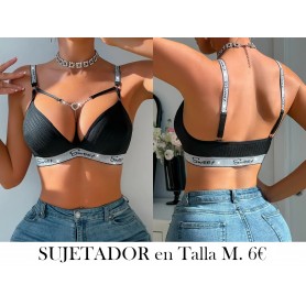 [Elegante y Avanzado en Moda] Sujetador de Mujer con Rayas Negras SUJETADOR NEGRO LENCERIA NEGRA