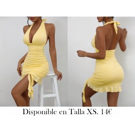 Vestido Sexy de Mujer con Escote Profundo VESTIDO AMARILLO