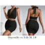 Conjunto de 2 piezas: Top Corto con Escote en V CONJUNTO NEGRO