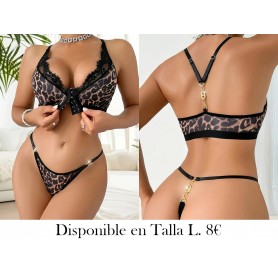 1pc Set de Estampado de Leopardo Europeo LENCERIA LEOPARDO