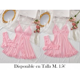 Elegante vestido de lencería sin mangas LENCERIA ROSA 2 PIEZAS VESTIDO ROSA