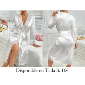 Bata de dormir de mujer de color sólido BATA BLANCA