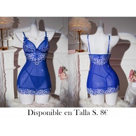 2 piezas Conjunto de Pijama LENCERIA AZUL VESTIDO