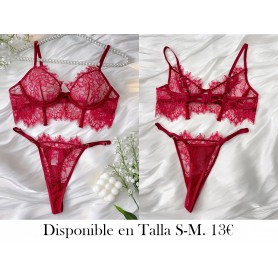 Conjunto de lencería roja sexy con encaje LENCERIA VINO