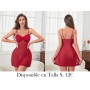 Camisón Sexy de Malla Rojo Vino LENCERIA VINO VESTIDO