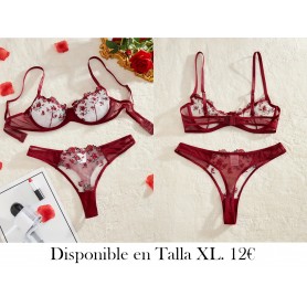 Conjunto de lencería sexy, sujetador y braguitas LENCERIA VINO