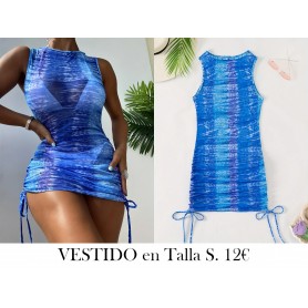 Vestido de Playa Elegante sin Mangas LENCERIA AZUL VESTIDO