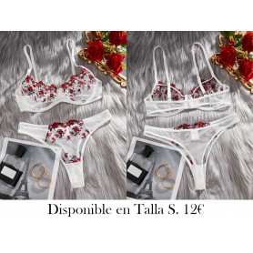Conjunto de lencería de bordado floral LENCERIA BLANCA