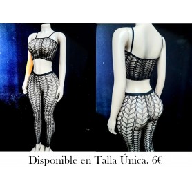 1pc Conjunto de falda cruzada y top corto CONJUNTO MALLA NEGRA