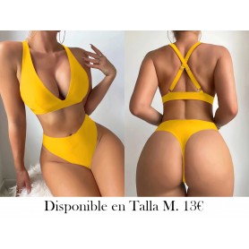 Conjunto de Bikini Sexy de Dos Piezas BIKINI AMARILLO LENCERIA AMARILLA