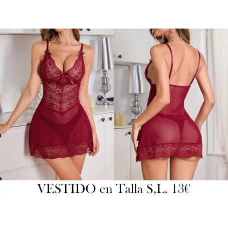 Vestido de tirantes rojo sexy VESTIDO LENCERIA VINO