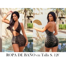 1pc Traje de baño sexy de leopardo con corte BIKINI LEOPARDO