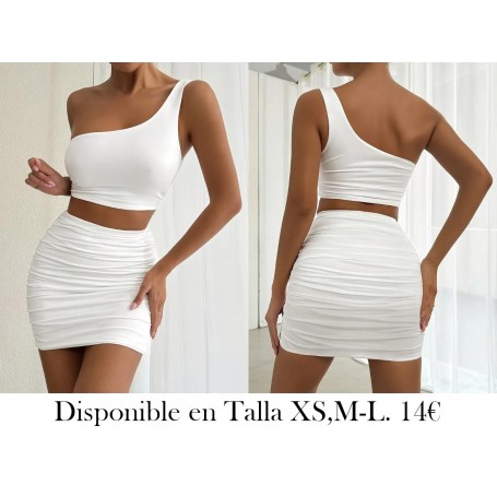 Top Elegante de Una Sola Tira con Conjunto BLANCO