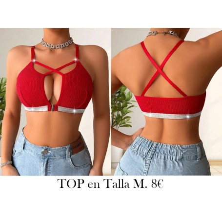 Chaleco de mujer con diseño hueco y elegante TOP ROJO