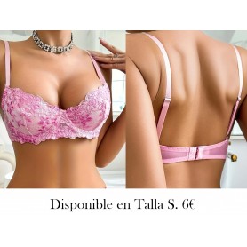 Elegante sujetador de doble capa con encaje rosa SUJETADOR ROSA