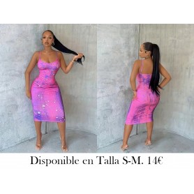 Vestido Midi Ajustado Sin Mangas VESTIDO ROSA