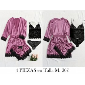 Conjunto de salón de satén sólido BATA MORADA