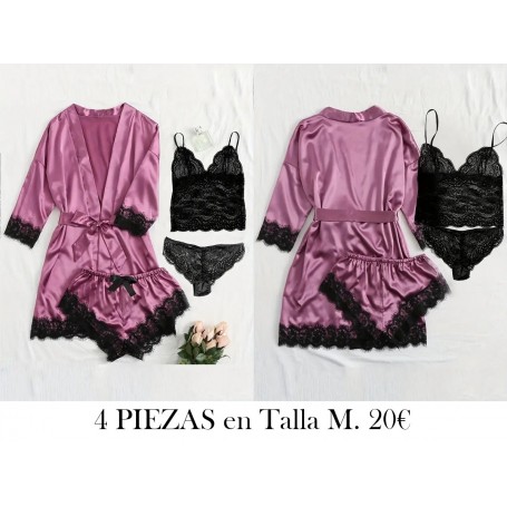 Conjunto de salón de satén sólido BATA MORADA