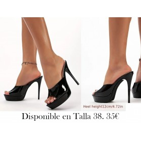 Sandalias Elegantes De Color Liso Para Mujer zapatos tacones negros