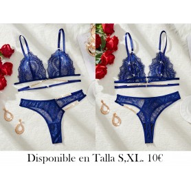 2 piezas de conjunto de lencería AZUL