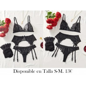 Conjunto de 5 piezas de lencería femenina LENCERIA NEGRA