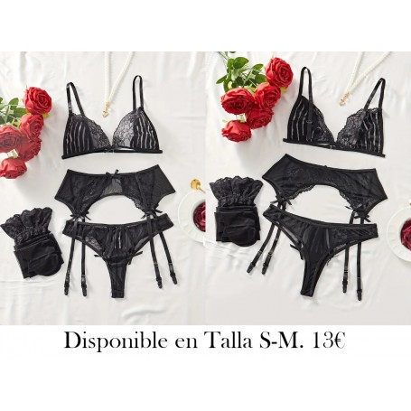 Conjunto de 5 piezas de lencería femenina LENCERIA NEGRA