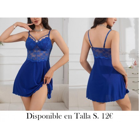 Camisón de Encaje Sexy para Mujer LENCERIA AZUL