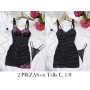 Vestido camisola ajustado sexy para mujer (incluye tanga) LENCERIA NEGRA 2 PIEZAS