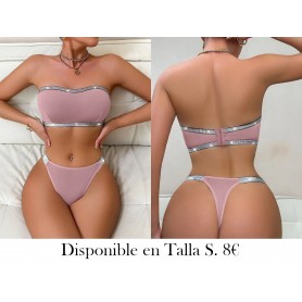 Conjunto de LENCERIA ROSA STRAPLESS