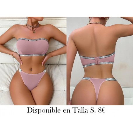 Conjunto de LENCERIA ROSA STRAPLESS