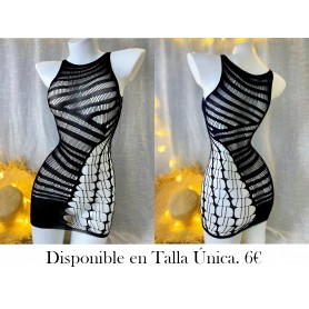 Vestido sexy de punto calado para mujer VESTIDO MALLA NEGRA