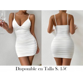 Vestido Sexy de Tirantes con Escote en V VESTIDO BLANCO
