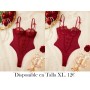 Body de Encaje Bordado con Flores en Rojo LENCERIA VINO BODY VINO