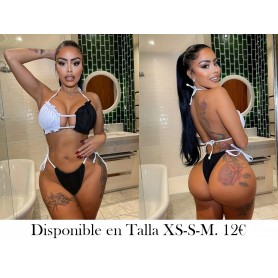 Conjunto de Bikini y Blanco con Cuello Halter BIKINI BLANCO Y NEGRO LENCERIA BLANCA Y NEGRA