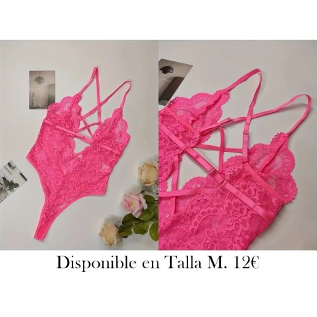 Body Elegante de Encaje Rojo BODY LENCERIA ROSA