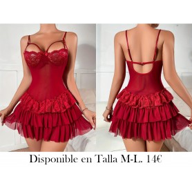 Vestido de encaje sensual para el Día de San Valentín LENCERIA VINO VESTIDO