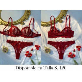 Conjunto de sostén y bragas de encaje LENCERIA VINO