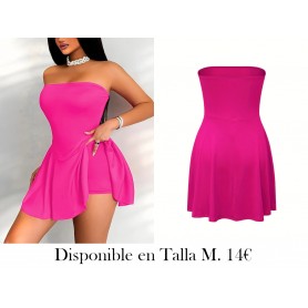Vestido mini ajustado de hombros descubiertos VESTIDO FUSCIA
