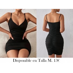 Vestido camisola ajustado con volantes VESTIDO NEGRO