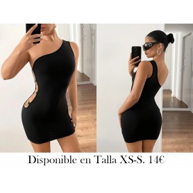 Elegante vestido negro de una sola hombro VESTIDO NEGRO