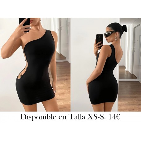 Elegante vestido negro de una sola hombro VESTIDO NEGRO