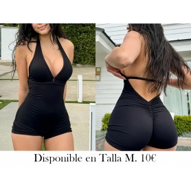 Leggings Ajustados con Cordón y Espalda ENTERIZO NEGRO