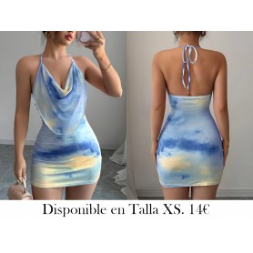 Vestido mini elegante con cuello halter VESTIDO DEGRADADO FRENTE HOLGADO