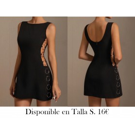 Vestido elegante sin mangas con detalles cortados VESTIDO NEGRO