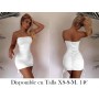 1pc Elegante Vestido de Poliéster VESTIDO BLANCO STRAPLESS
