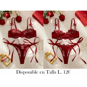 Edición especial de San Valentín Conjunto de LENCERIA vino rojo floral