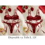 Edición especial de San Valentín Conjunto de LENCERIA vino rojo floral