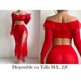 Conjunto de pijama sexy de 2 piezas CONJUNTO LENCERIA ROJA